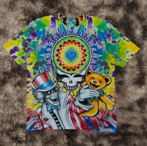 Psychedelic Skull and Bear Tie-Dye T-Shirt